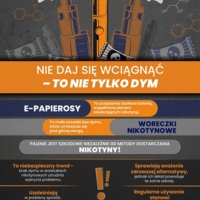 Plakat: E-papierosy i woreczki nikotynowe (Uczniowie)