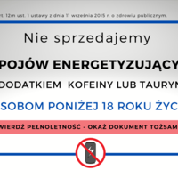 NAKLEJKA INFORMACYJNA SPRZEDAŻ ENERGETYKÓW 