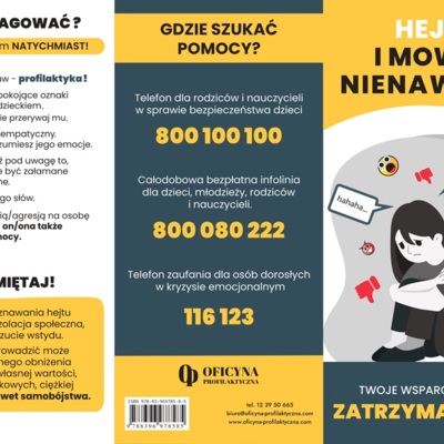 Broszura: Hejt i Mowa Nienawiści - Powiedz Stop! (Nauczyciele Rodzice)