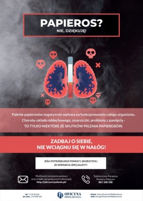 Plakat: Uzależnienie od nikotyny dla młodzieży