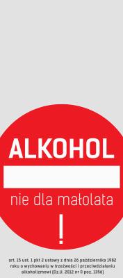 Zawieszka na butelkę: Alkohol NIE dla nieletnich