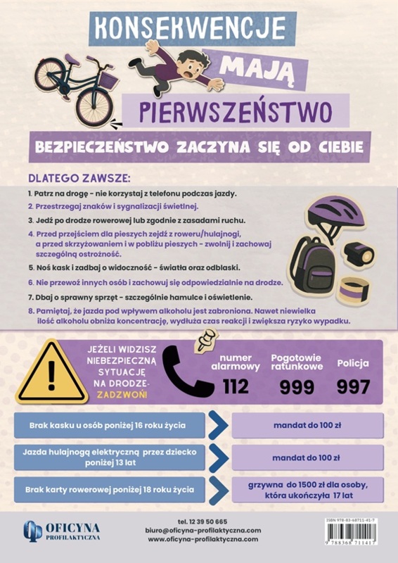 Plakat: Konsekwencje mają pierwszeństwo - bezpieczeństwo zaczyna się od Ciebie (młodzież)