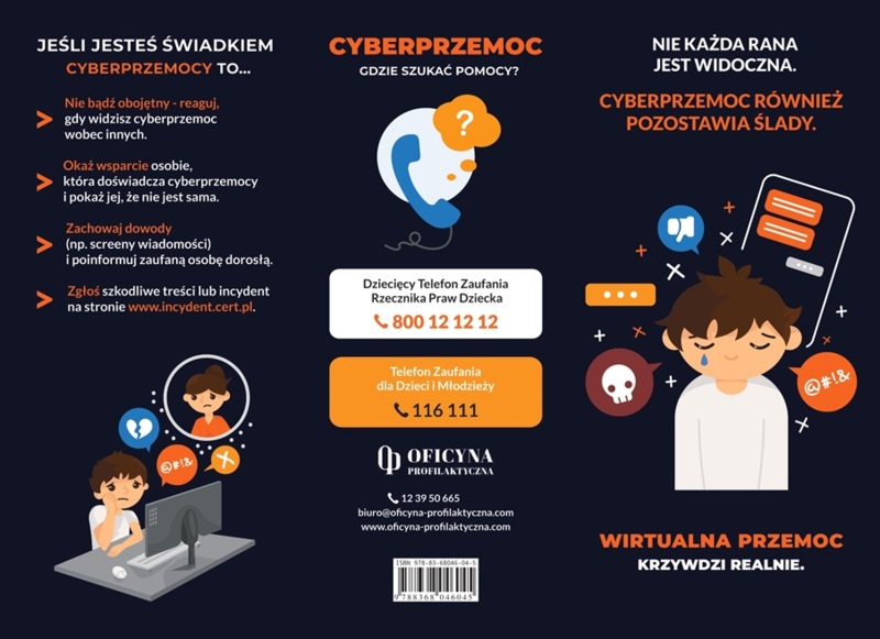 Broszura: Cyberprzemoc nie rani ciała lecz duszę (Młodzież)