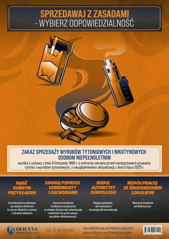 Plakat: E-papierosy i woreczki nikotynowe (Sprzedawcy)