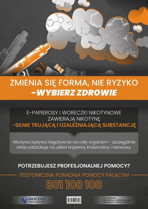 Plakat: E-papierosy i woreczki nikotynowe (Dorośli)