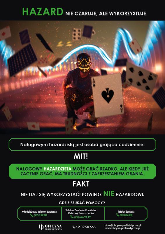 Plakat: Hazard nie czaruje,ale wykorzystuje (Młodzież)